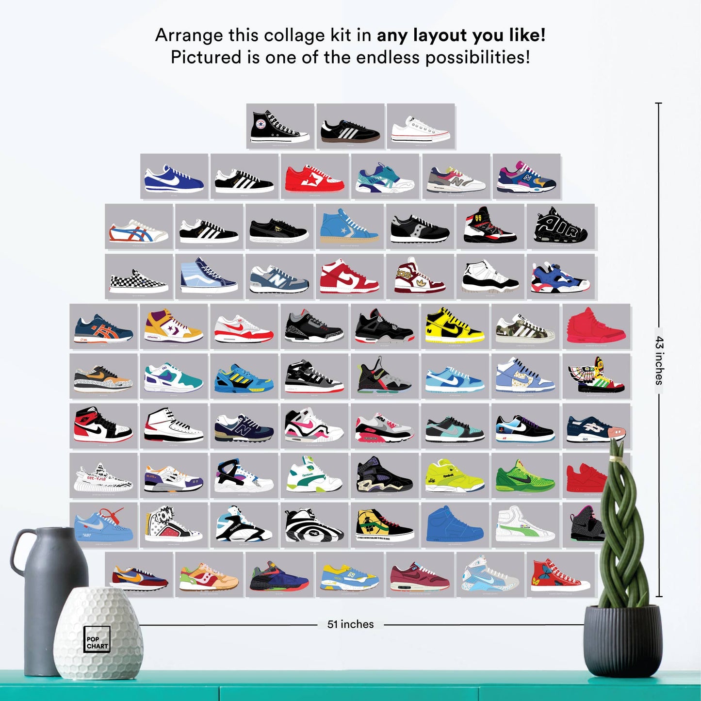 Sneakers Wall Collage Kit | 70 4" x 6" Packaged Prints