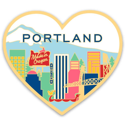 Portland Skyline Heart Die Cut Sticker